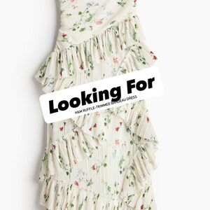 H&M Floral Ruffle Bandeau Dress in Cream, Green, Red